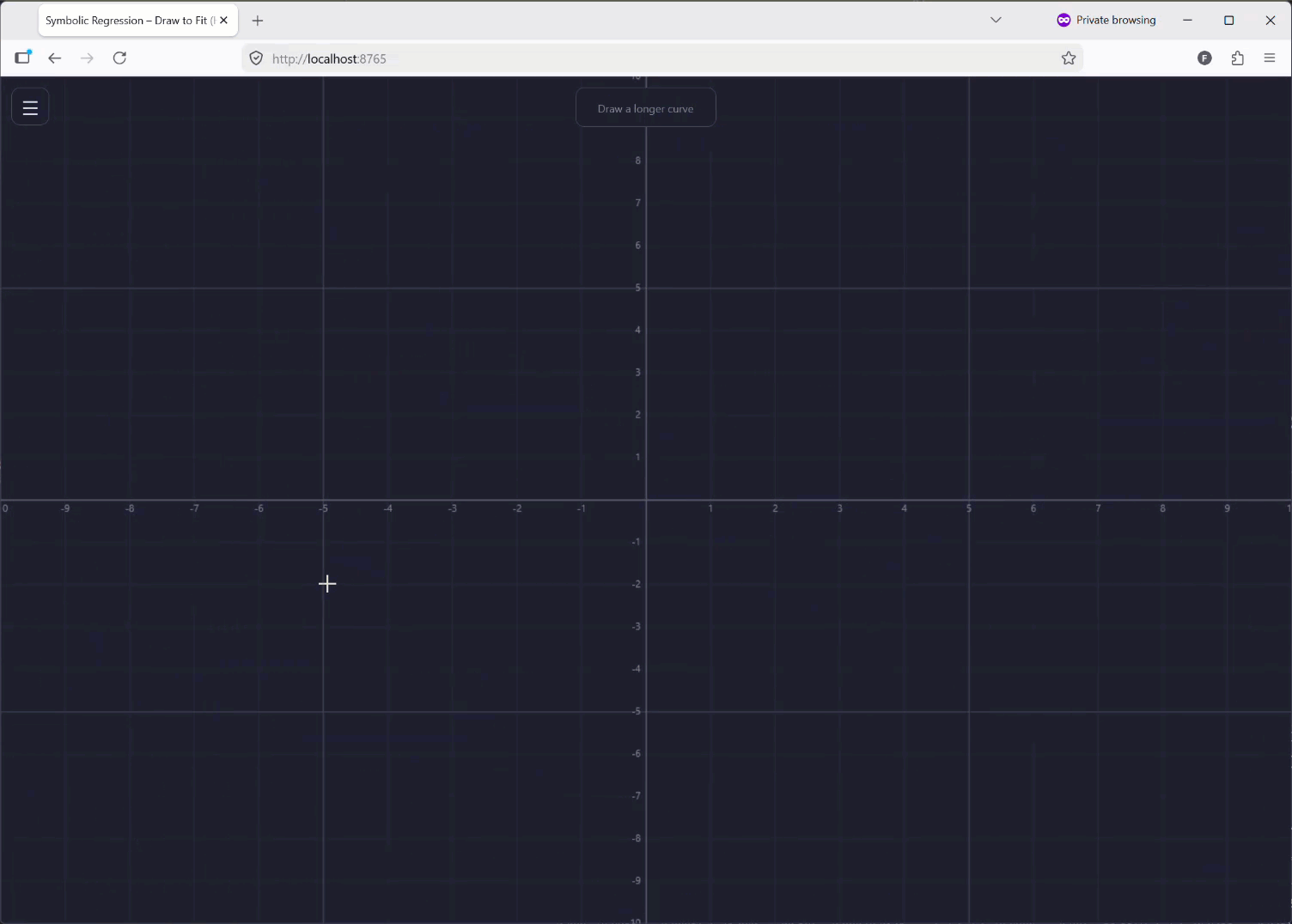Drawing a curve and fitting it with the interactive symbolic regression demonstrator